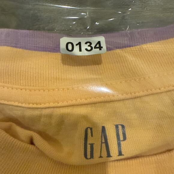 LOT OF 2! GAP O/sized Pocket Crewneck Tee Wmns XS/S Lavender&Cantaloupe - Picture 9 of 9